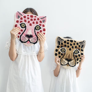 [COD&Local] Pomely Creative animal shape hand-woven wool chair cushion home dining chair cushion zebra leopard pattern round floor mat bedroom bedside childrens room rug