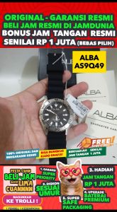 ALBA ORIGINAL - ALBA AS9Q49 X1 ALBA AS9Q49X1 Men CT - Hitam - Rubber - Diameter 4.3CM- Water Resist 100 Meter - Jamdunia / Jam dunia JD18  Jam Tangan Pria Jam Pria Jam Tangan Anti Air + ALBA AS9Q 49 AS 9Q 49 X1 AS9 S003
