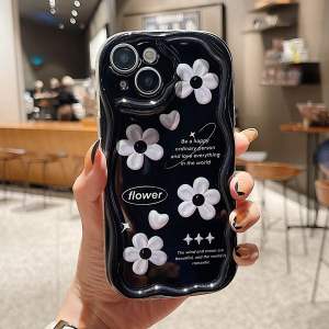 CASING CURLY LOVELY FOR OPPO A60 A79 A78 A58 4G 5G A38 A18 A17 A17K A16 A15 A15S A77S A57 A96 A76 A95 A74 A54 A53 A33 A12 A11K A7 A5S A3S A1K A37 F A5 A9 2020 F1S F5 F7 F9 / SOFT CASE WAVE GELOMBANG MOTIF FLOWER PITA BUTTERFLY