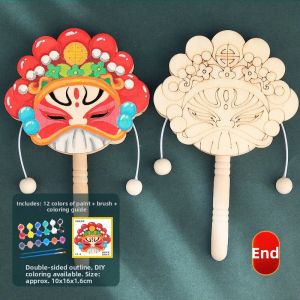 MINGZHUO | Traditional Hand-painted Wooden DIY Childrens Rattle