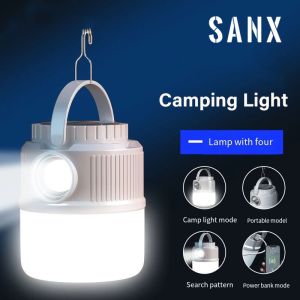 SANX 400W Portable Solar Camping Lights Rechargeable Led Light Camping Lantern Emergency Bulb High Power Tents Lighting Equipment Bulb