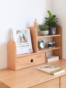 ชั้นวางหนังสือขนาดเล็กไม้แข็งสไตล์ยุโรปแบบเรียบง่ายและโมดัลสำหรับจัดระเบียบหนังสือบนโต๊ะทำงานแบบสมัยใหม่