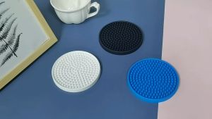 PVC Silicone Drink Coffee Wine Coasters Round Non-slip Soft Cup Coasters Durable Easy To Clean Thicken Non-Slip Round Soft Sleek And Durable Easy To Clean Multicolor