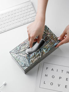 กล่องกระดาษเชือกลายหอยน้ำหนักเบาหรูหรา กล่องกระดาษเชือกแบบดึงดูดสูงสำหรับห้องนอน กล่องกระดาษเชือกแบบสร้างสรรค์สำหรับห้องนั่งเล่น ตกแต่งบ้าน ของตกแต่ง