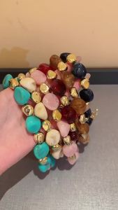 Nữ Nhiều Màu Acrylic Đính Hạt Vòng Tay Bộ Không Đều Vuông Tròn Hình Học Bohemia Handmade Kiểu Lắc Tay Cặp Đôi Du Lịch Trang Sức