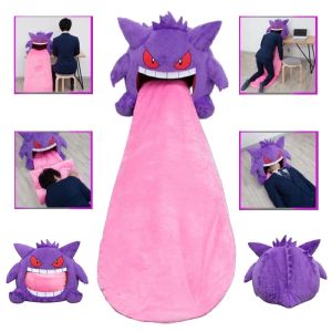 Funny toy 130cm Pokemon Gengar Big Tongue Plush Anime Peripheral L Size Gengar Sleep Pillow Dual Purpose Nap Blanket Stuffed Doll Kids Toy