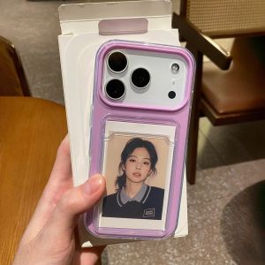 Jelly 2in1 Photo Card Slot Bag Holder Phone Case For iPhone 17 Air 16 15 14 13 12 11 Pro Max Candy Color Wallet Shockproof Cover