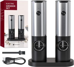 Cuộc Sống Nhà Máy xay muối Điện Thiết Lập có thể sạc qua USB Máy xay tiêu điện Với đèn LED Có Thể Điều Chỉnh Coarseness dụng cụ nhà bếp
