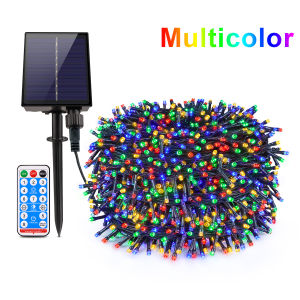 100M Outdoor Large Solar Panel LED Lawn String Lights 50/30/20M High Bright With 8 Modes For Garden Yard Christmas New Year Deco