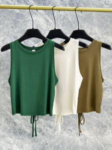 เสื้อยืดโยคะบางสำหรับผู้หญิง ระบายอากาศได้ดี แห้งเร็ว แขนกุด เซ็กซี่ หลังสวย ใส่ไปทำงานออกกำลังกายแบบลำลอง