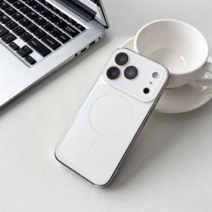 Luxury Plating ForMagsafe Magnetic Phone Case ForiPhone 17 16 15 14 13 Pro Max Wireless Charging Large Window Hard Armor Cover