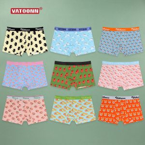 Men Boxer Briefs Boxer Shorts Pure Cotton Cute Cartoon Print Mid-Waist Belly Contraction Wide Belt Large Size Personalized Trendy