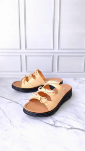 OZEO - Sandal Slide Wedges Casual Wanita Dewasa Sendal Perempuan Empuk