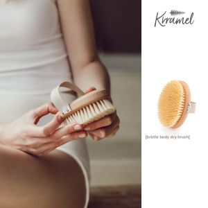 KRRAMEL | Pig Bristle Dry Body Brush for Exfoliation