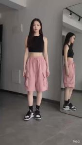 Y2K Cargo Shorts Women Harajuku Black Oversized Wide Leg Shorts Summer Streetwear Fashion High Waist Baggy Short Pants 2025 New