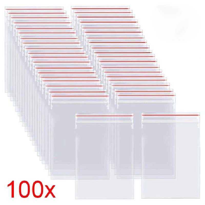 100pcs/pack resealable ziplock bags self seal clear plastic bag vacuum reusable food storage package fresh bag
