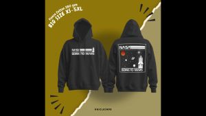 Hoodie Jumper Sweater Pocket Black Colour Nasa Going To Mars Big Size XS-5XL Bahan Fleece Katun