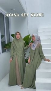 Gamis Ayana set khimar bahan premium pakaian wanita cocok untuk segala acara ukuran M-L-XL-XXL
