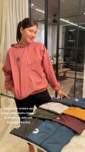 GRACIOUSTYLE - Jaket Parasut Hoodie Wanita Kekinian Sport Olahraga Gym Fitnes Jogging