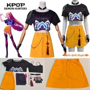 Nữ Anime KPop Thợ Săn Quỷ Mira Trang Phục Hóa Trang Bộ Với Váy Trên Và Bông Tai Huntrix Đồng Phục Cho Tiệc Hóa Trang Halloween Carnival