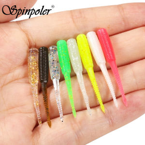 Spinpoler Rockfish Fishing Worm Artificial Bait Mini Soft Lure TPR Ajing Glow Pintail Swimbaits Ice Jig Lure Ocean 3.5cm 20pcs
