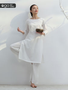 ชุดโยคะผ้าฝ้ายลินินหลวมสำหรับผู้หญิง ชุดสวดมนต์พักผ่อนหลังจากออกกำลังกาย ชุดโยคะฤดูร้อนสำหรับผู้หญิง ชุดออกกำลังกายแบบสวมหัว