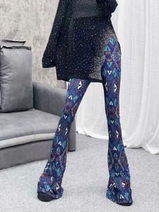 High Waist Bell Bottom Yoga Pants Fitness Personality Print Stretchy Long Trousers Casual Pants for Women Skin Friendly Breathable