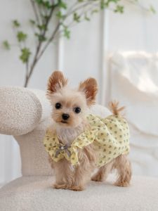 Gingerain Anti-Wrinkle Shiny Flying Sleeve Baby Shirt for Small Dogs like Maltese Yorkie Poodle Skirt Style Casual Dog Clothes