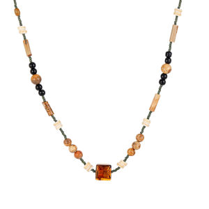 Retro Natural Stone Beaded Necklace for Women Lightweight Luxury Locket Chain New Chinese Style Fashion Accessories