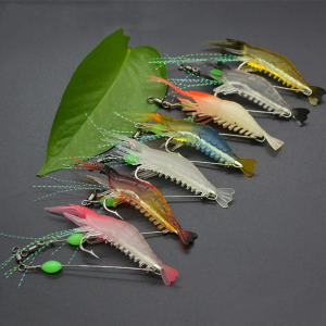 7pcs Fishing Lure Hook Prawn Lure Hook Luminous Shrimp Silicon Soft Artificial Bait With Hooks