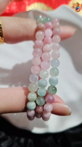 Premium Grade Pastel Mermaid Macaroon Watermelon Tourmaline Bracelet (Single / 3 Rounds)
