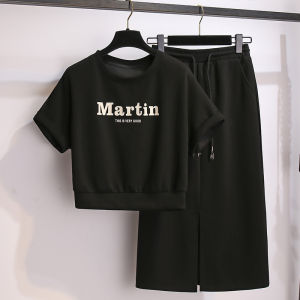 Pink Short Sleeve Sporty T-Shirt And Skirt Set Womens Casual Summer Outfit High Waist A-Line Skirt round Neck H-Shape Dress