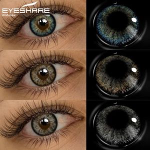 Lens Kính Áp Tròng Màu EYESHARE 1 Cặp Màu Xanh Xám Thời Trang Mềm Mại Màu Nâu Dùng Một Năm Không Cần Độ Dùng Hàng Ngày
