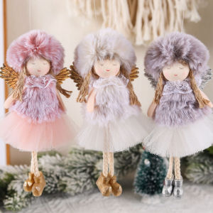 Plush Angel Girls Doll Xmas Tree Hanging Pendants Merry Christmas Decor For Home 2023 Kids Xmas Gifts Favor
