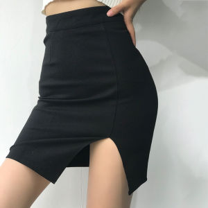 เรียบหรู ยุโรปและอเมริกา เซ็กซี่ สูง เอว ยืดได้ ครึ่ง กระโปรง มีด้านข้าง ผ่าชาย สําหรับผู้หญิง เดรสรัดรูป กระโปรงสั้น พร้อม ซิป