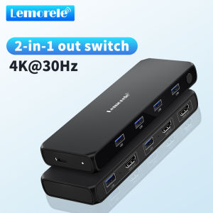 Lemorele | Lemorele 2 IN 4 OUT HDMI Switch USB Switch 4K HDMI USB 3.0 5Gbps Transmission Switcher KVM switch for Laptop Xbox PS4 PC TV