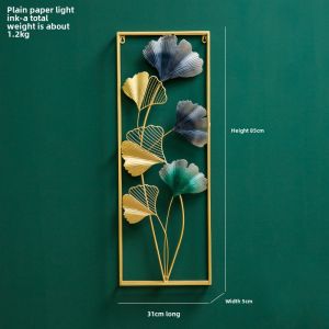 New Chinese Style Iron Art Ginkgo Leaf Accessible Luxury Wall Hanging Living Room Bedroom Sofa and Bedside Background Wall Pendant Hallway Wall Decoration