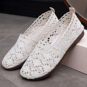 JIFANPAUL | Summer Breathable Netted Lace Loafers Womens Soft-soled Shoes