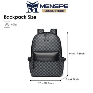 MENSPE Fashion Men’s Backpack Laptop Backpack Soft PU Backpack Business Travel Bag Waterproof Backpack Grid Pattern Design College Commuting Backpack Leisure School Bag For Travel Study Business