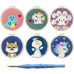 Welcomehome DIY Punch Embroidery Kit Punch Poke Embroidery Kit Punch Needle Embroidery Starter Kits for Adults Beginner Kids Starter