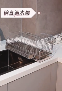 ❣️SPACEIDEAS❣️ 4 IN 1 SS304 Dish Drainer Rack Dish Storage Rack Dish Rack Dish Organizer Rack Dish Holder Cup Rack Cup Storage Rack Cup Holder Drain Drainer Rack Bowl & Plate Holder Chopsticks Tray Chopsticks Holder Knife Holder Cutting Board Holder
