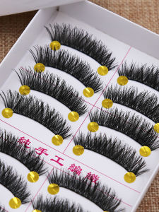 Handwoven Natural Thickened Eyelash Extensions Single Piece Soft Stem Cotton Thread Glue 10 Pairs Beauty Tools for Eyes