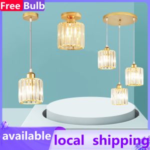 【Free Bulb】Modern Nordic crystal Chandelier Drop Lights For Dining Area For Kitchen Dining Ceiling Light Hanging Lgiht For Dining Modern Pendant lamp Kitchen Light Ceiling Chandelier For Living Room