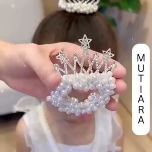 ED - IKAT RAMBUT CROWN MUTIARA ANAK MODEL KOREAN STYLE / KUNCIRAN RAMBUT MUTIARA MOTIF MAHKOTA