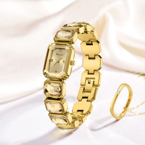 2025 New Women Watches Luxury Diamond Square Quartz Movement Stainless Steel Mesh Belt Original Gold Fashion Dress Womens Watch