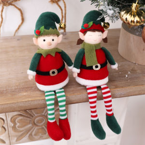 2pcs Christmas Decoration Hanging Ornaments Plush Elves Stuffed Pendants Xmas tree Party Decor Boy Girl Elf Hanging Pendants