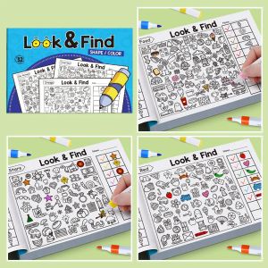 Fun Coloring Book Look and Find Shape Workbook Childrens Search for Items Game Enhance Visual Perception Focus and Attention