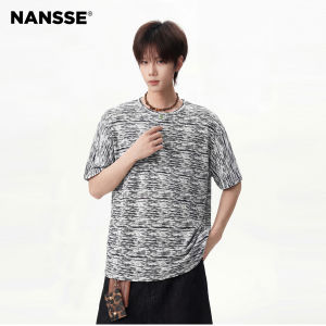 NANSSE | Textured Multi-Color Buttons Henley Short Sleeve T-Shirt Casual Tie-dye
