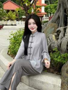 (MA95) Pháp phục đi chùa THUKEO mẫu lót hầu chất đũi tơ mới mềm mát thanh lịch