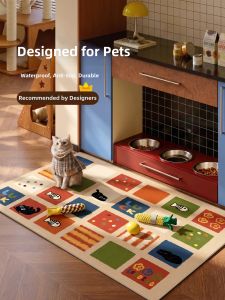 YUNHAOBUYI | Cute Cartoon Cat Waterproof Pet Feeding Mat